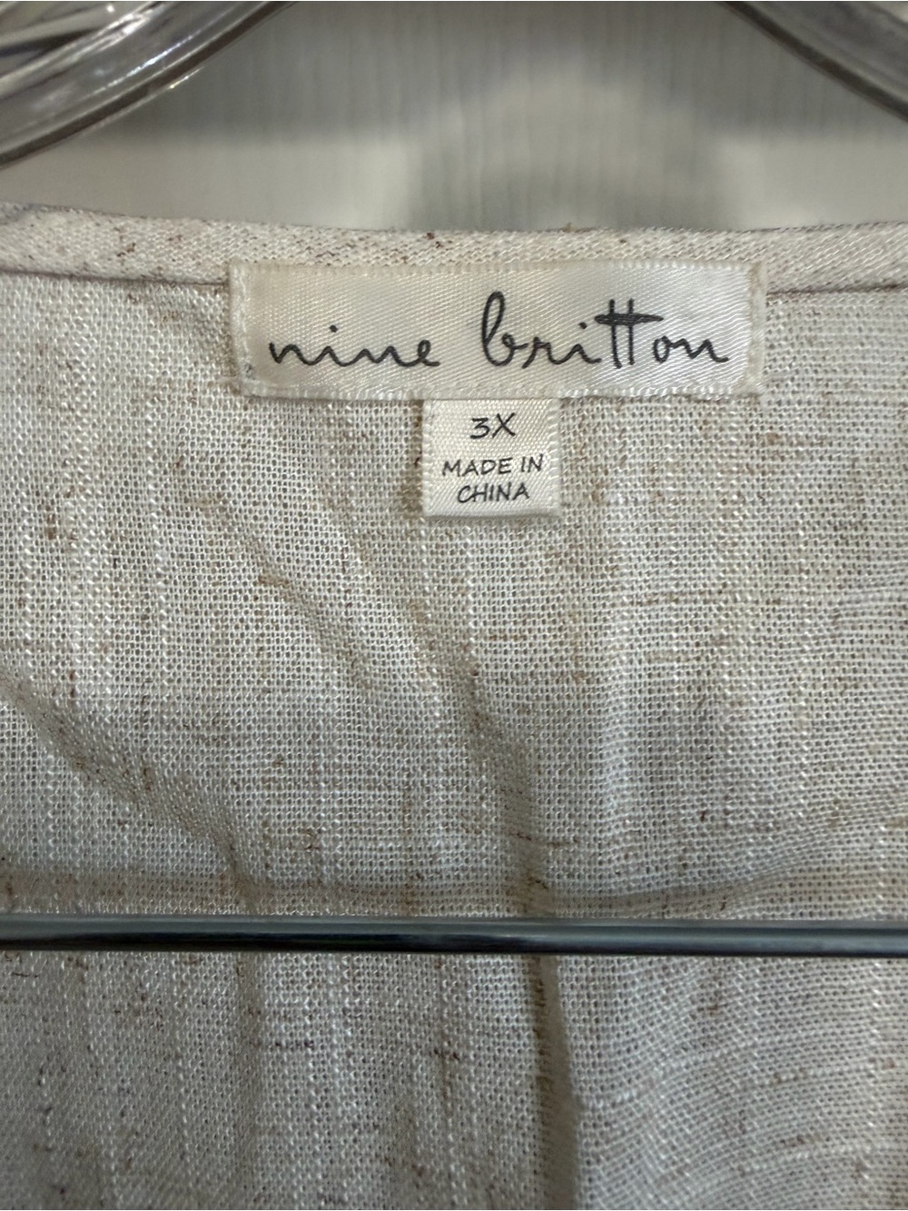nine britton Cream Button-Front Linen Tank Top - Picture 2 of 3